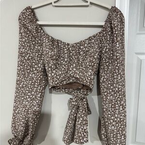 Altar'd State Brown Floral Blouse